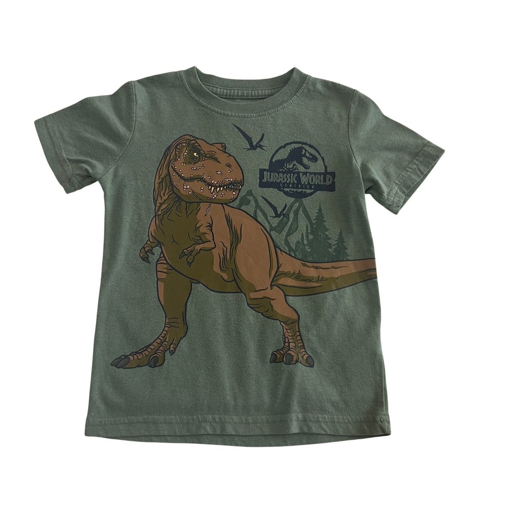 Jurassic World Dominion T-Rex Graphic Tee Green Kids Size 3T Dinosaur  (1045)